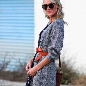 CAbi Gray Rainbow Cardigan Embrace Sweater Small Chunky Oversized Stunning